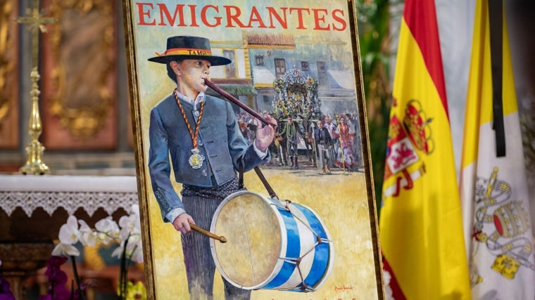 Cartel que anuncia la romería del Rocío de la Hermandad de Emigrantes