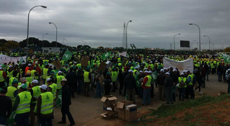 Abierta al tráfico la A-49 tras la 'tractorada-protesta' de los agricultores y ganaderos, en la que no se registraron incidentes