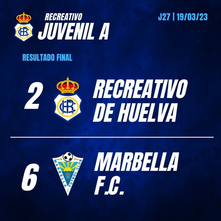 El Recre Juvenil, arrasado por el Marbella (2-6)