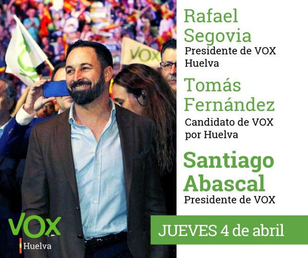 Santiago Abascal y Tomás Fernández, este jueves en Huelva