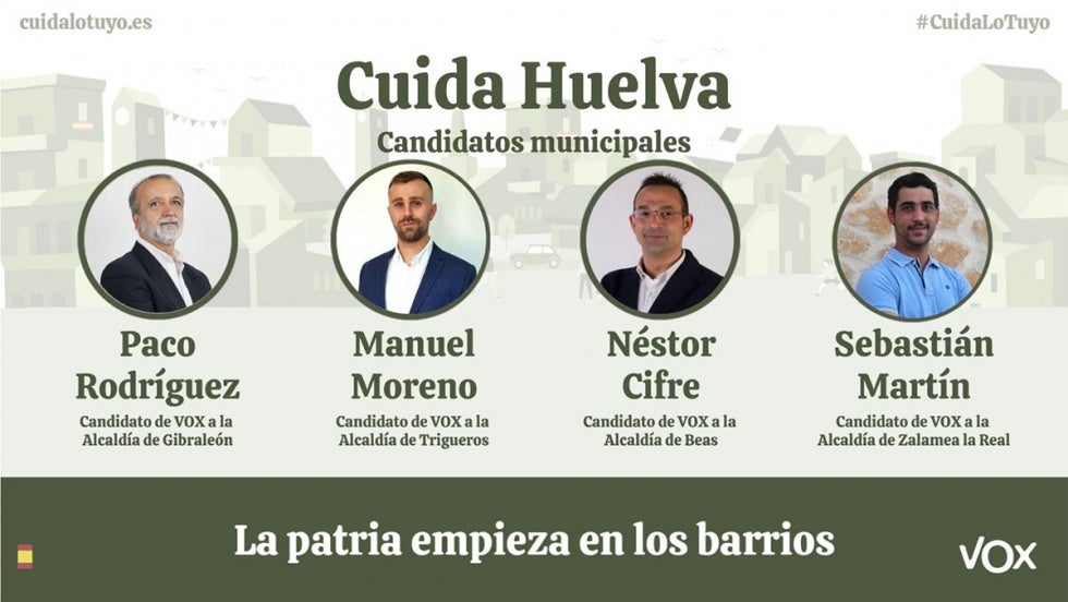 Vox desvela los nombres de sus candidatos el próximo 28M en Gibraleón, Trigueros, Beas y Zalamea