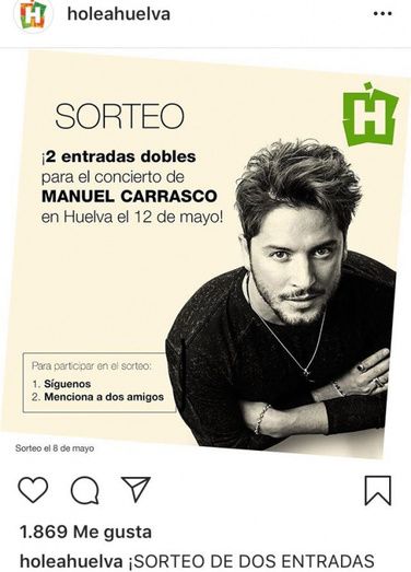 Holea sortea dos entradas dobles para un concierto de Manuel Carrasco en Huelva