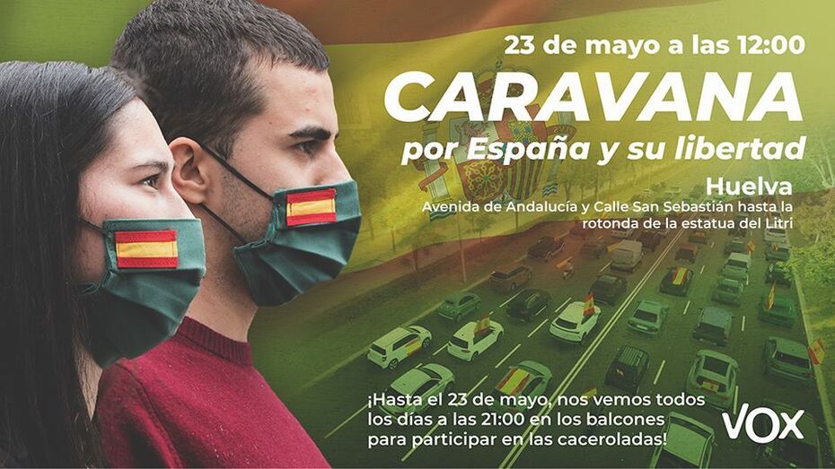La '¡Caravana por España y su libertad!' de VOX ya tiene recorrido en Huelva para este sábado
