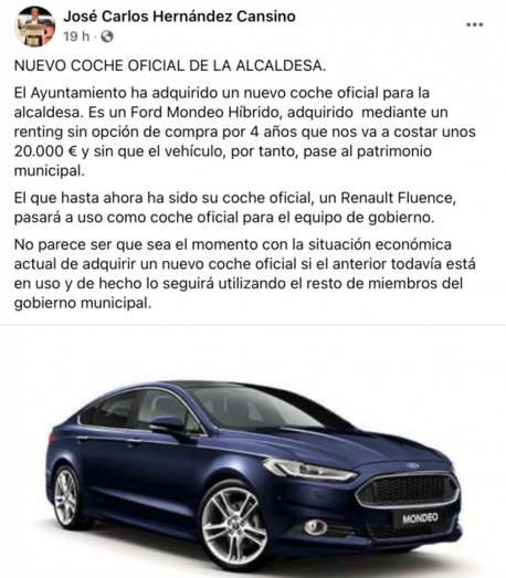 El runrún: El polémico coche nuevo de la alcaldesa de Punta