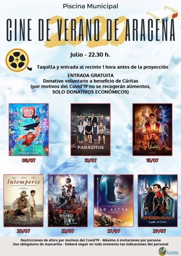 Cine de verano gratuito y con fines solidarios en julio en Aracena
