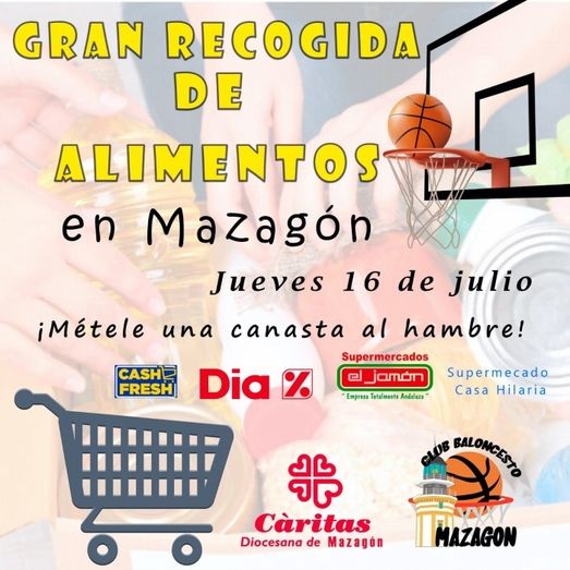 El CB Mazagón reclama ayuda para meter una gran canasta contra el hambre