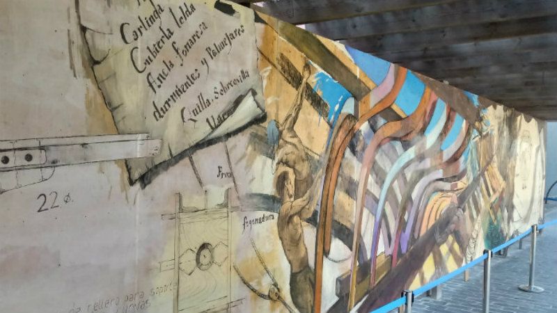 Gran mural en el Muelle en homenaje a los constructores de las carabelas