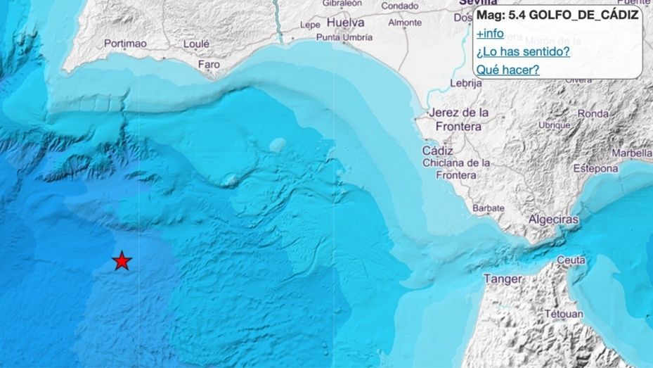 Un terremoto de magnitud 5,4 se deja sentir en la provincia de Huelva