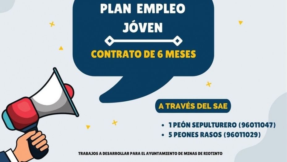 Una plaza de sepulturero y cinco de peón raso para trabajar en el Ayuntamiento de Minas de Riotinto