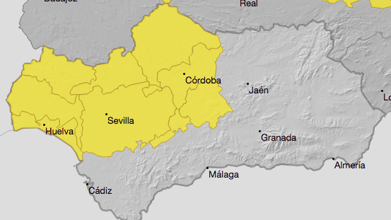 La Aemet activa el aviso amarillo ante las lluvias que se esperan este lunes en Huelva