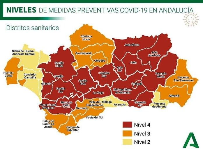 Parte de la provincia de Huelva está en el nivel 2 de alerta sanitaria y otra parte en el nivel 3. Consulta aquí las medidas excepcionales para cada zona