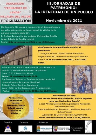 Villalba del Alcor presenta la programación de sus III Jornadas de Patrimonio