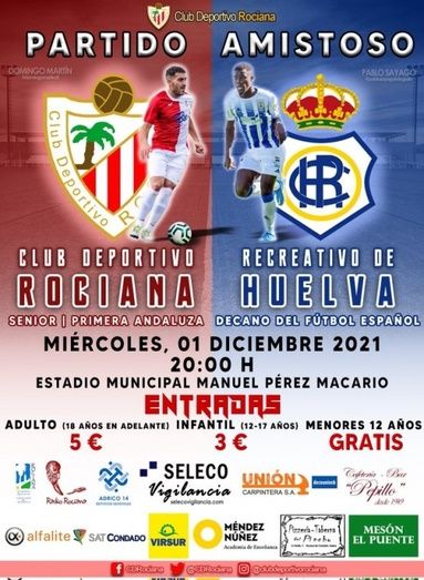 Precios económicos para el amistoso Rociana-Recre