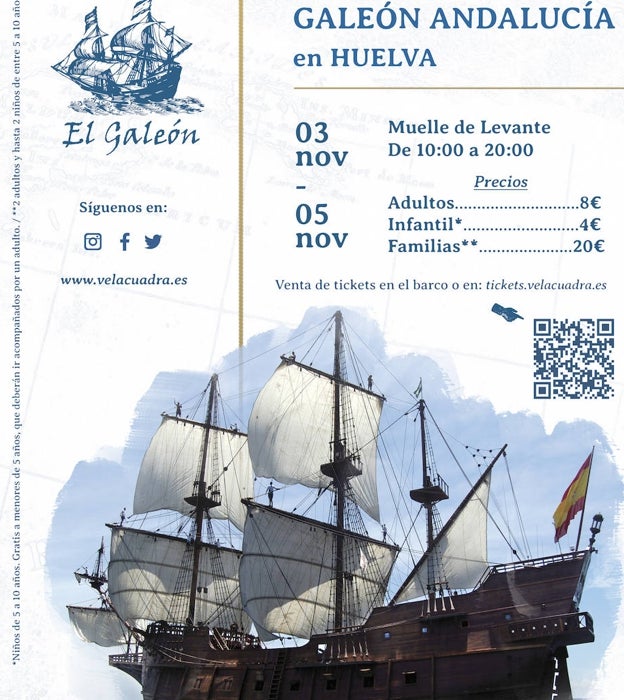 Cartel de la visita del Galeón Andalucía a Huelva