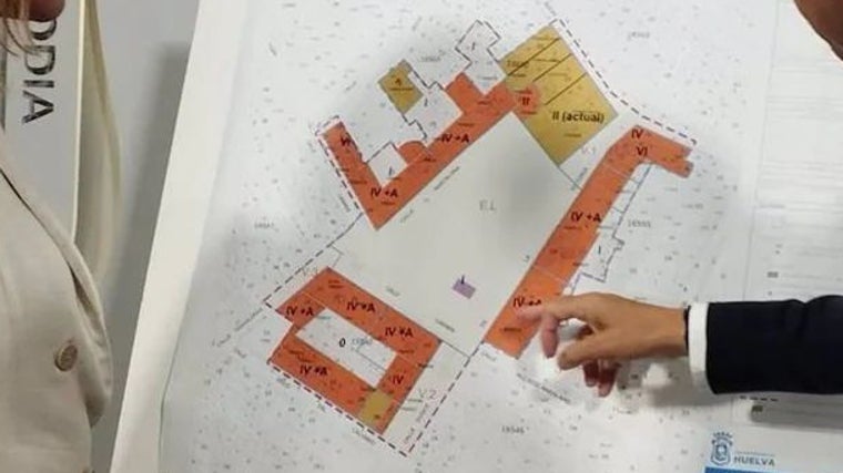 El plano del proyecto de cómo quedarán en 2026 los terrenos del antiguo Mercado del Carmen en la capital onubense