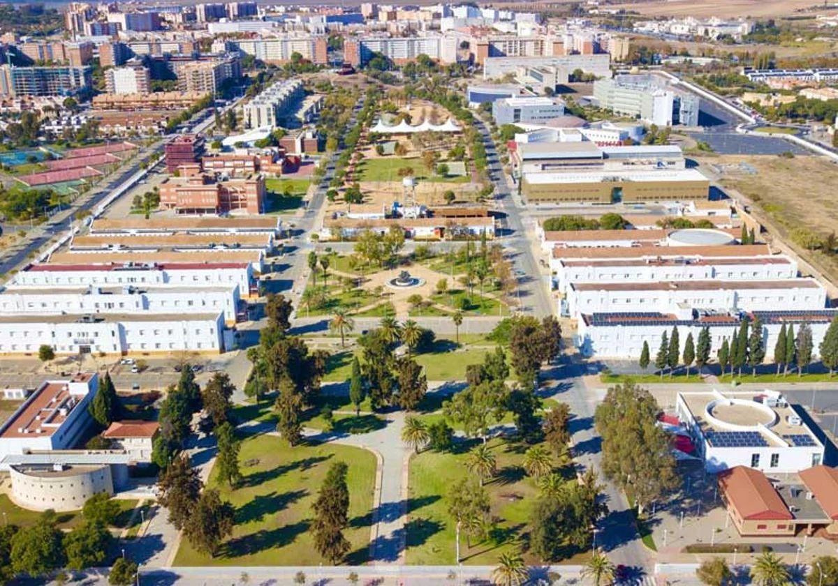 Vista aérea del campus del Carmen de la Universidad de Huelva