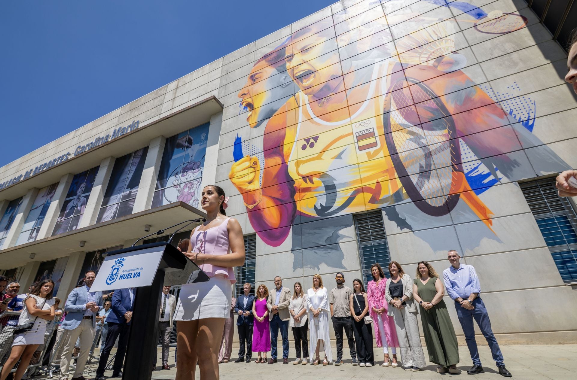 El mural de Carolina Marín, en imágenes