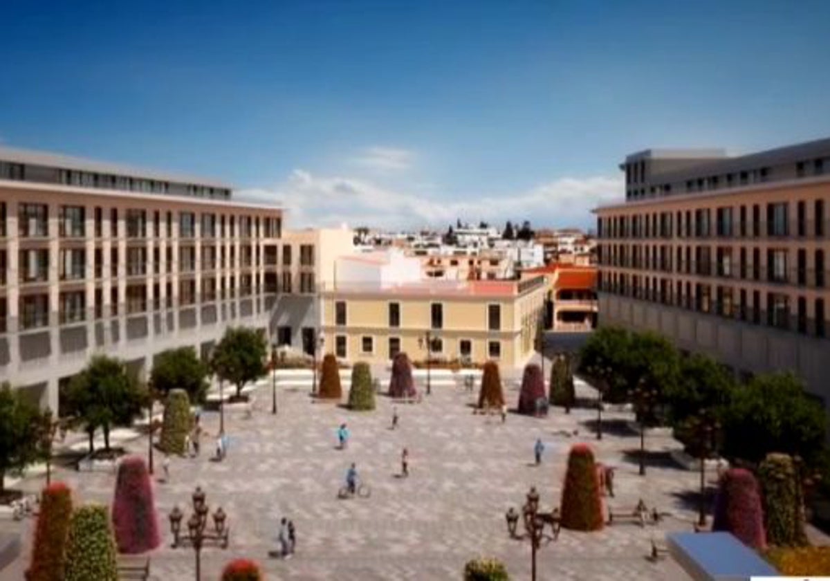 Recreación del proyecto de la plaza Mayor de Huelva