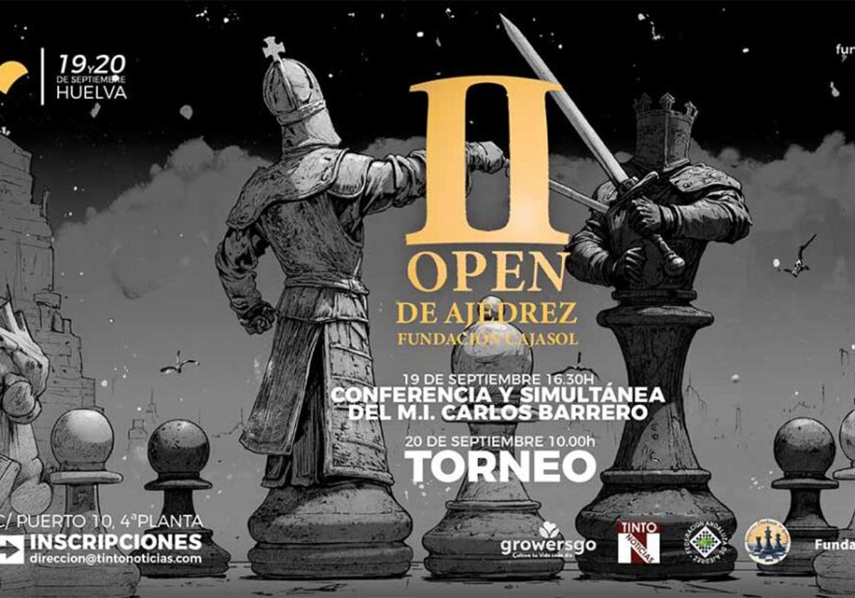 Cartel del torneo de ajedrez de la Fundación Cajasol en Huelva