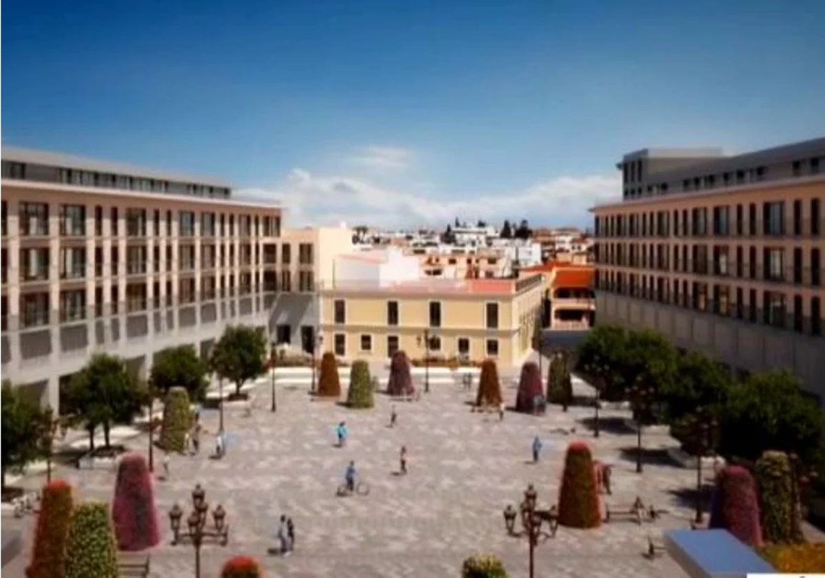 Recreación aproximada de la futura plaza Mayor