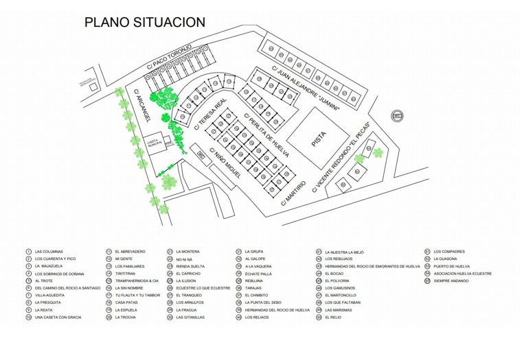 El plano de la Feria del Caballo de Huelva 2025: consulta dónde se ubican las 56 casetas