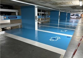 Puntos de recarga en el aparcamiento del Mercado del Carmen