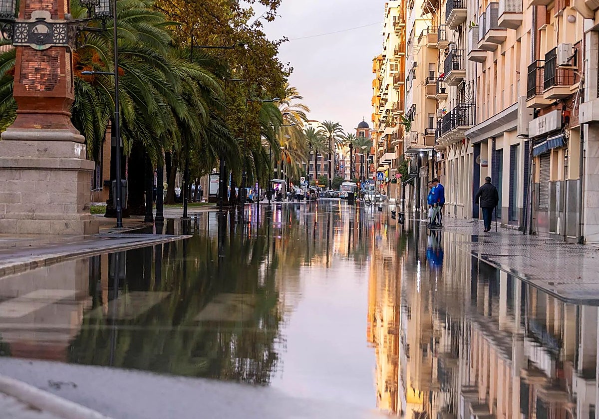 La avenida Alemania, inundada tras la borrasca Claudia