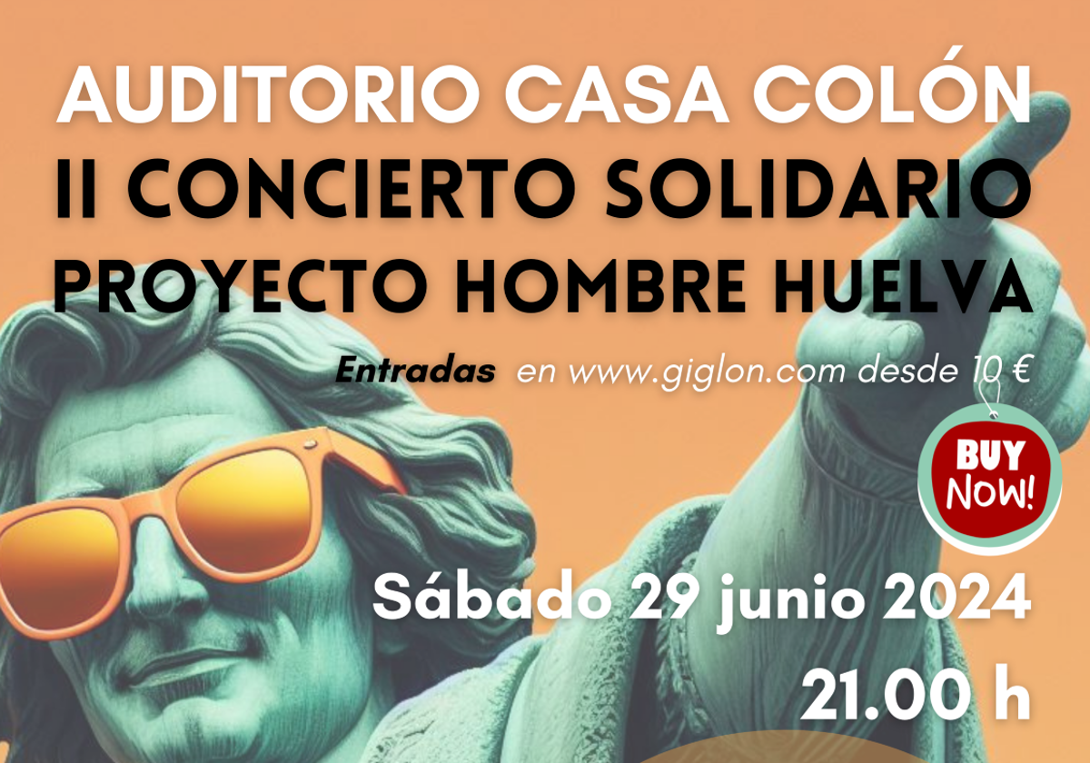 Cartel del II Concierto Solidario Proyecto Hombre Huelva