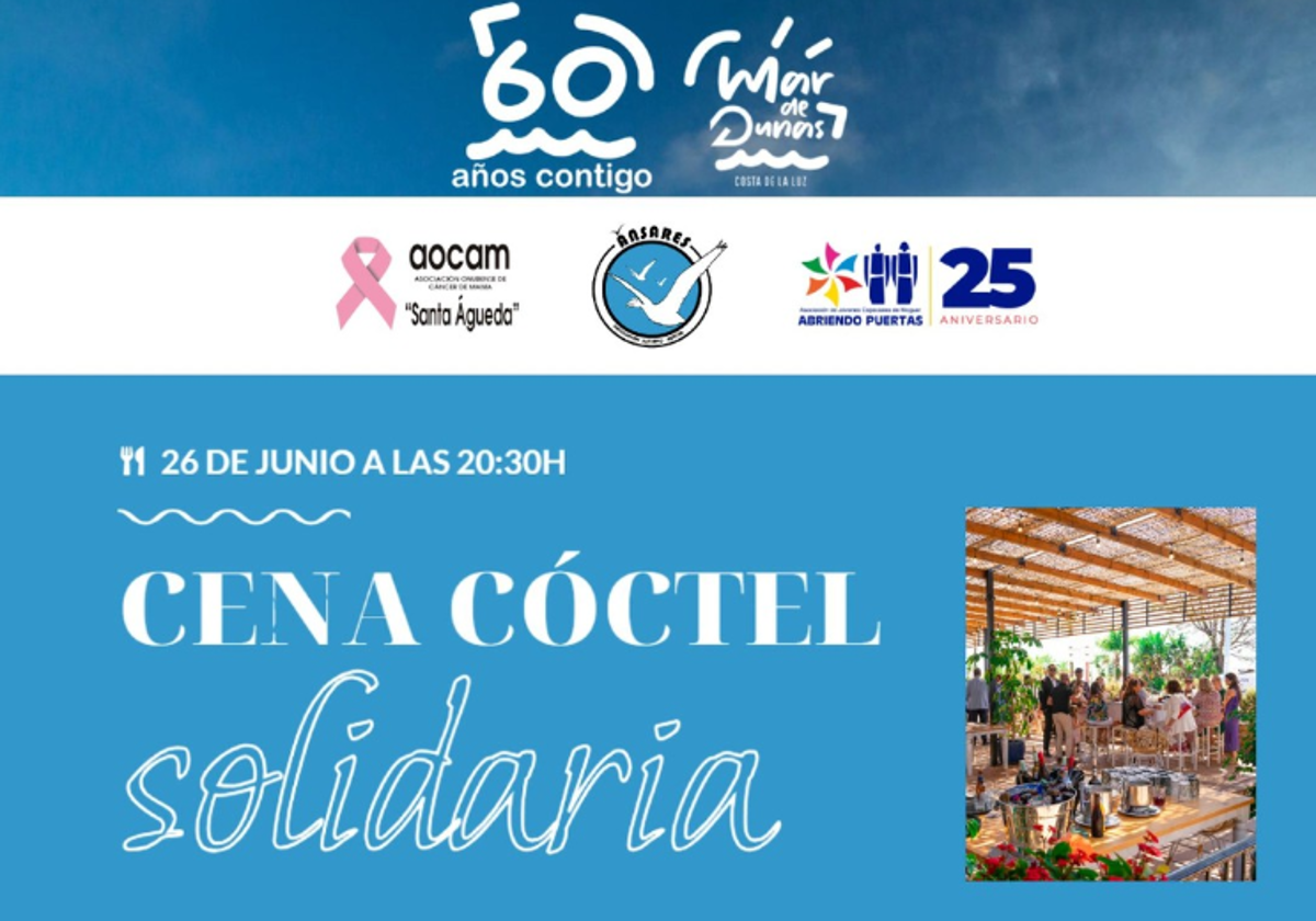 Cartel cena cóctel solidaria