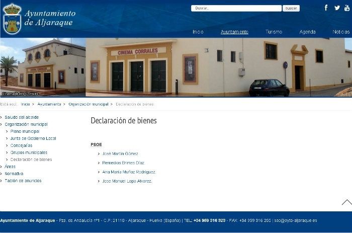 El PSOE pide al alcalde de Aljaraque y sus concejales que también publiquen sus bienes y rentas en la web municipal
