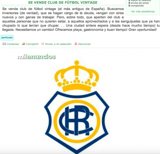 El runrún: El Recre se vende 'de estrangis'