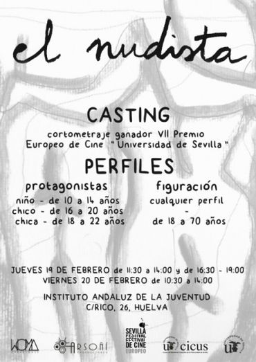El cortometraje 'El Nudista' realiza jueves y viernes un casting en el Instituto Andaluz de la Juventud de Huelva