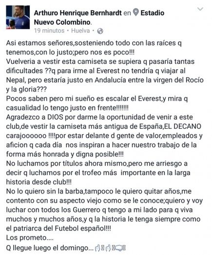 Arthuro: 'Luchamos por el trofeo más importante en la larga historia de este club'