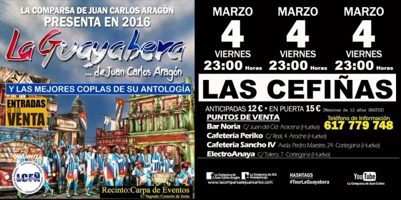 La comparsa La Guayabera de Juan Carlos Aragón estará este viernes en Las Cefiñas