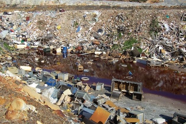 Ecologistas denuncian que el río Tinto se ha convertido en un vertedero de basuras y animales muertos