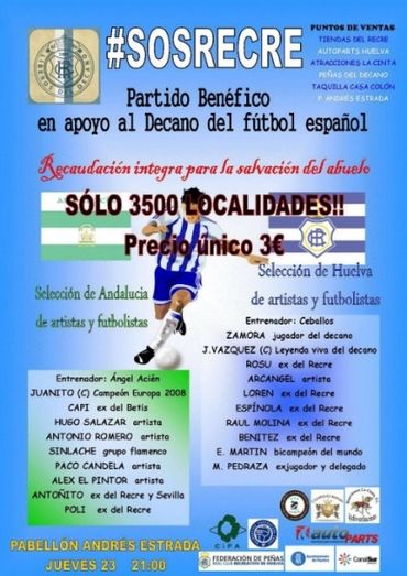 El Andrés Estrada acoge este jueves un partido con artistas y futbolistas a beneficio del Recre