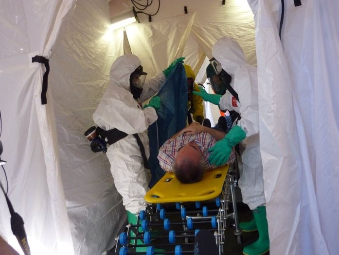 Simulacro para saber cómo actuar ante un accidente de origen nuclear, biológico, químico o radiológico
