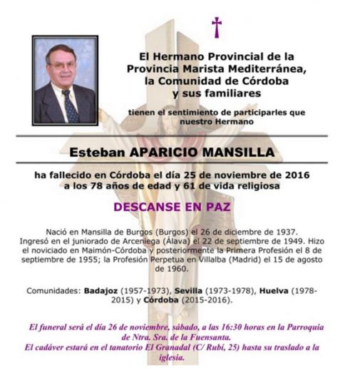 Fallece el hermano Esteban del Colegio Maristas