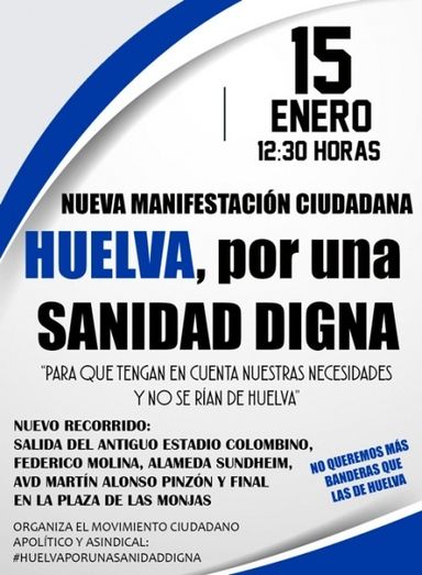 'Huelva, por una sanidad digna', ante el reto de repetir la movilización del 27-D