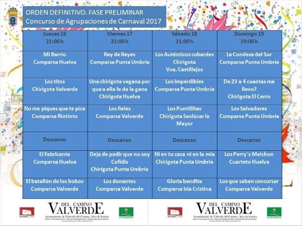 Valverde del Camino reúne a 20 agrupaciones entre comparsas y chirigotas para su Concurso de Carnaval 2017