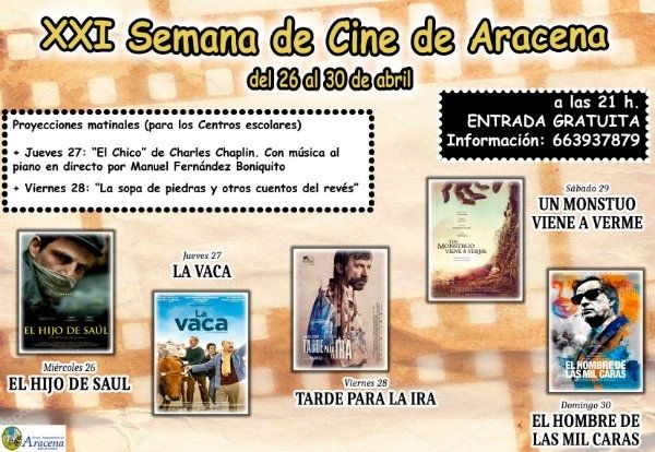 Siete títulos con entrada gratuita en la Cartelera de la XXI Semana de Cine de Aracena