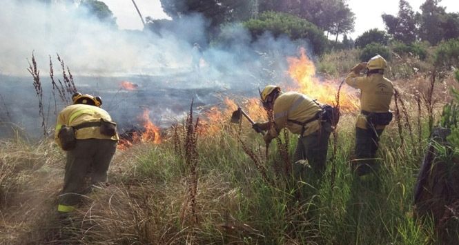 Un incendio obliga a cortar la carretera de El Portil a El Rompido