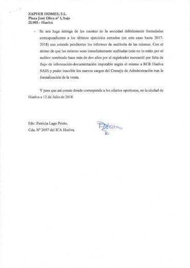 Zephir Homes asegura que es 'falso y erróneo' que haya desistido de comprar las acciones del Recre y espera que le den una nueva fecha para firmar