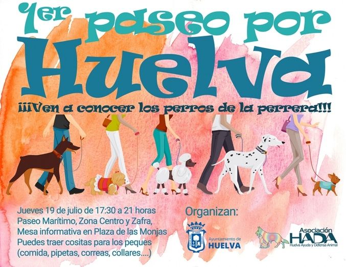 Los perros del Centro de Acogida salen 'de paseo' por Huelva 