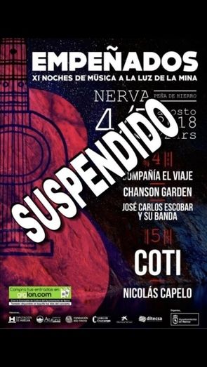 Coti suspende el concierto que iba a dar el 5 de agosto en Nerva por el incendio