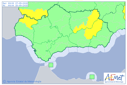 La Sierra de Aracena vuelve a estar en aviso amarillo este lunes