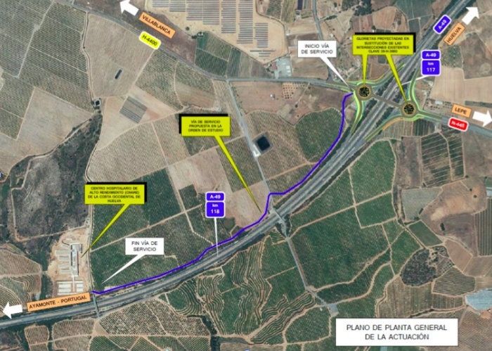Fomento licita la construcción de las glorietas en la autovía A-49 que servirán de acceso al Chare de Lepe
