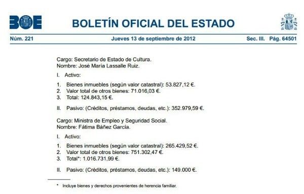 El patrimonio de Báñez supera el millón de euros
