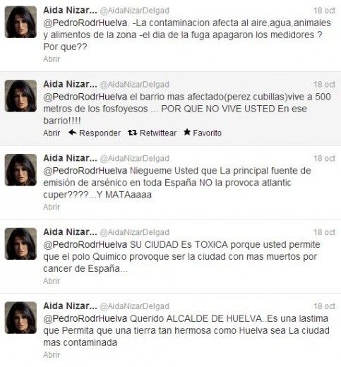 Aída Nízar increpa al alcalde de Huelva a través de Twitter