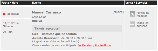 Agotadas en unas horas las entradas para el segundo concierto de Manuel Carrasco